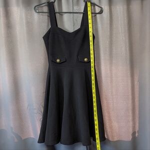 Forever 21 Black A Line Party Dress with Gold Buttons, Women's Size SM